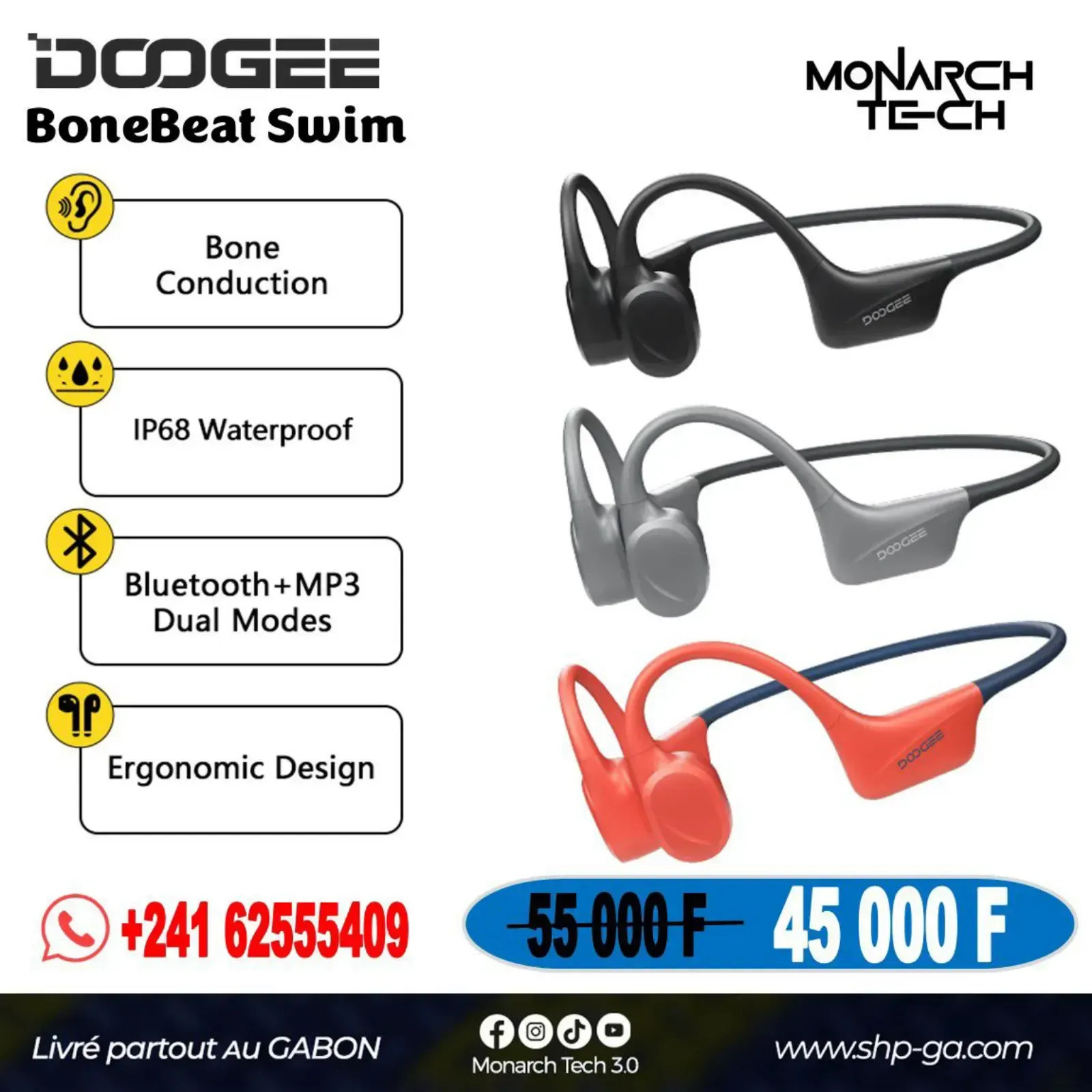 Main Photo - Marketplace | Airpods Dcogee Bonebeat Swim, Petit paris, Libreville, Gabon | Electronics & Media 