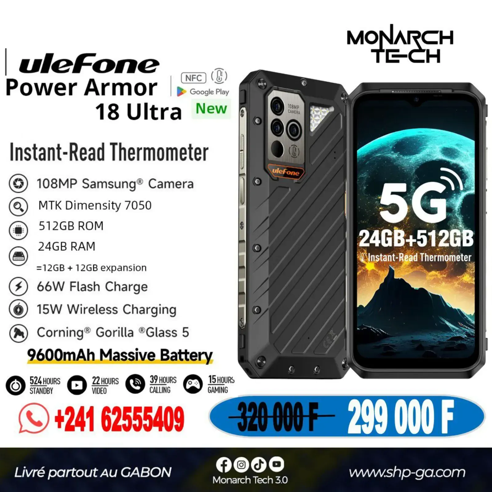Main Photo - Marketplace | Téléphone Ulefone Power Armor 18 Ultra, Petit paris, Libreville, Gabon | Electronics & Media 