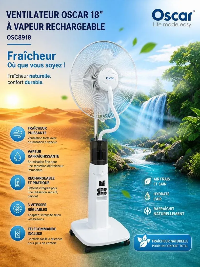 Ventilateur Rechargeable Et A Eau