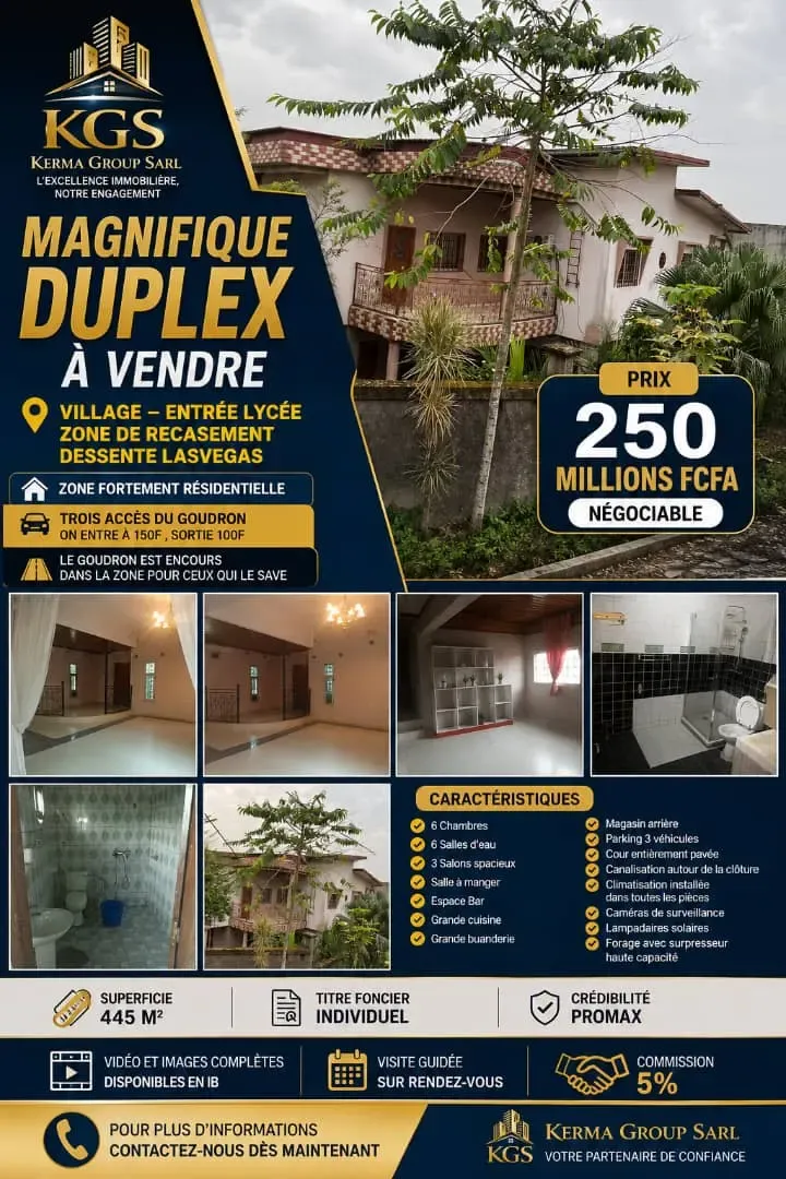 Main Photo - Real Estate | House For Sale | Magnifique Duplex À Vendre 🏦, Village - Entree Lycee Zone de Recasement Desente Lasvegas, Douala, Cameroon